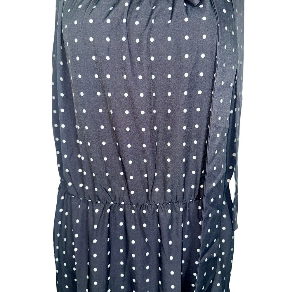 NEW Halara Halter Keyhole Back Polka Dot Flowy Tiered Midi Dress Black Size XL - Picture 4 of 15